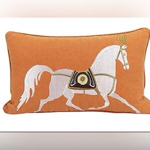 Horse 12"x20" Orange Equestrian 
Embroidered Horse Throw
Pillow
